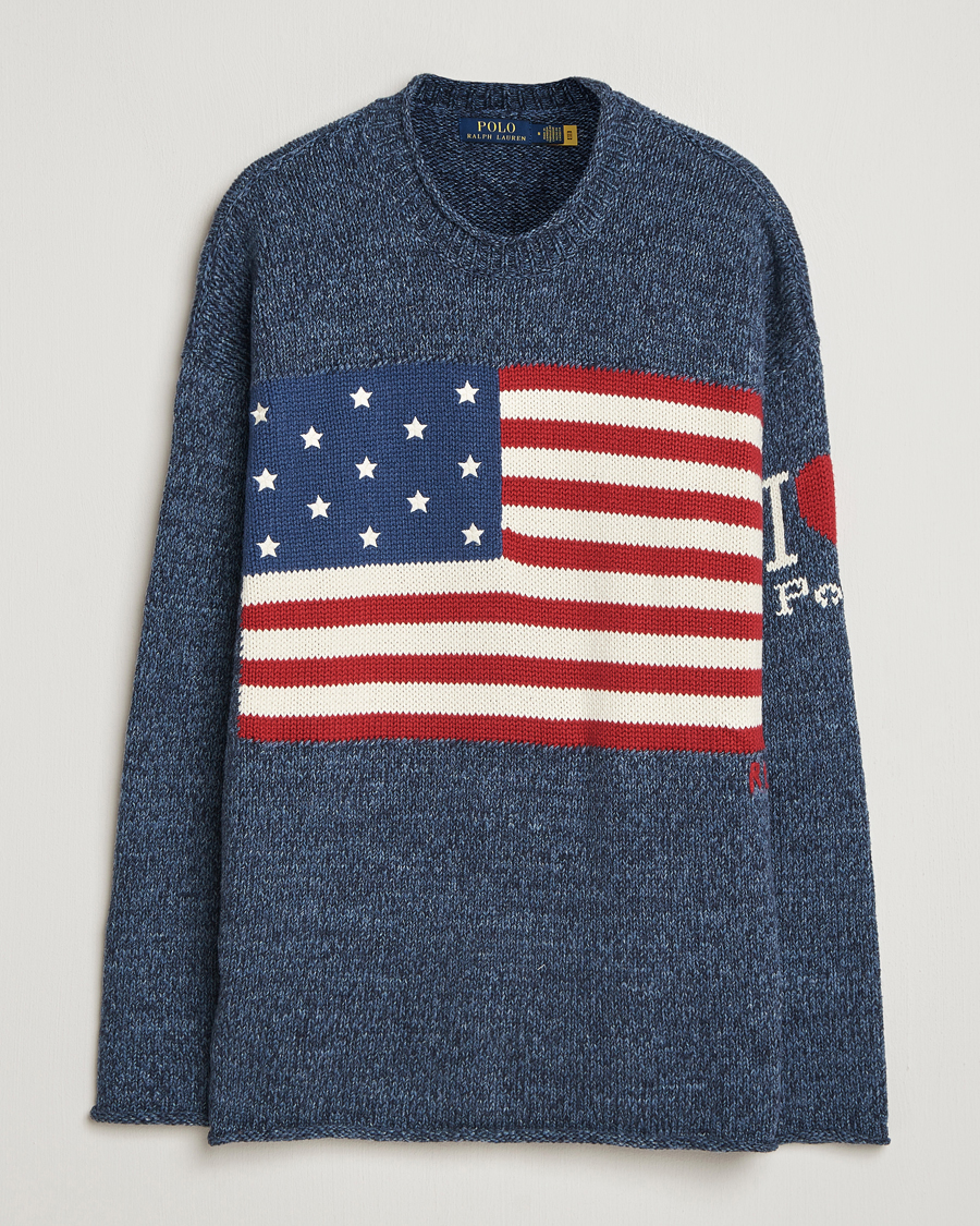Mies | Puserot | Polo Ralph Lauren | Cotton Flag Sweater Blue Marl