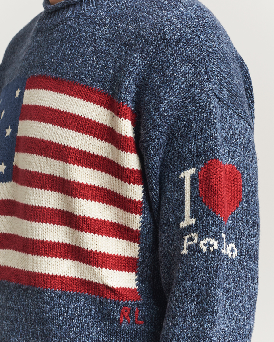 Mies | Puserot | Polo Ralph Lauren | Cotton Flag Sweater Blue Marl