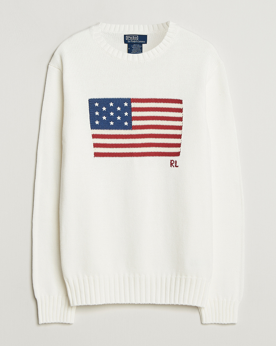 Mies | Puserot | Polo Ralph Lauren | Cotton Flag Sweater Deckwash White
