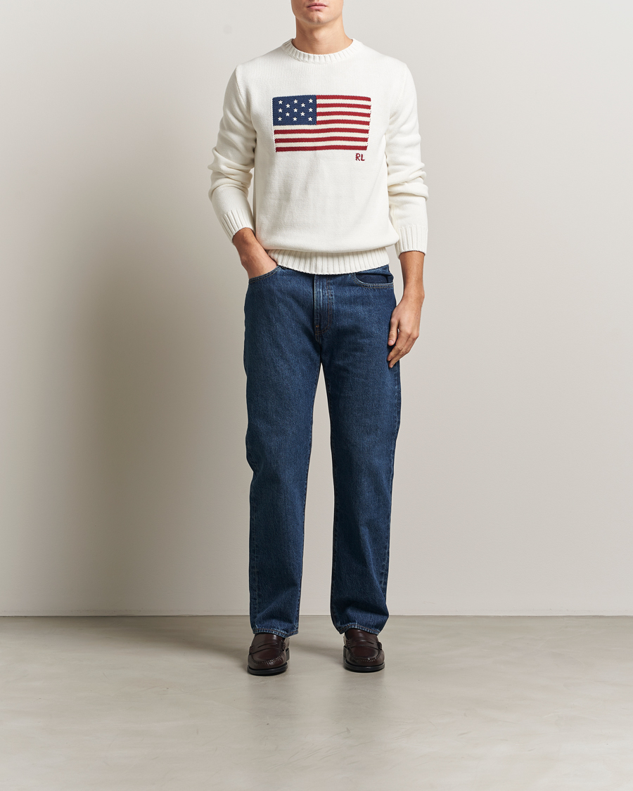 Mies | Puserot | Polo Ralph Lauren | Cotton Flag Sweater Deckwash White