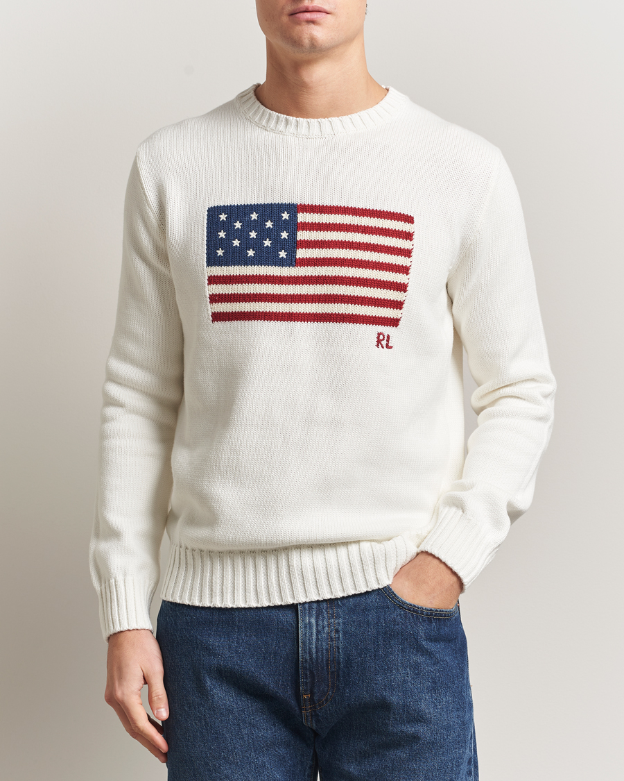 Mies | Puserot | Polo Ralph Lauren | Cotton Flag Sweater Deckwash White