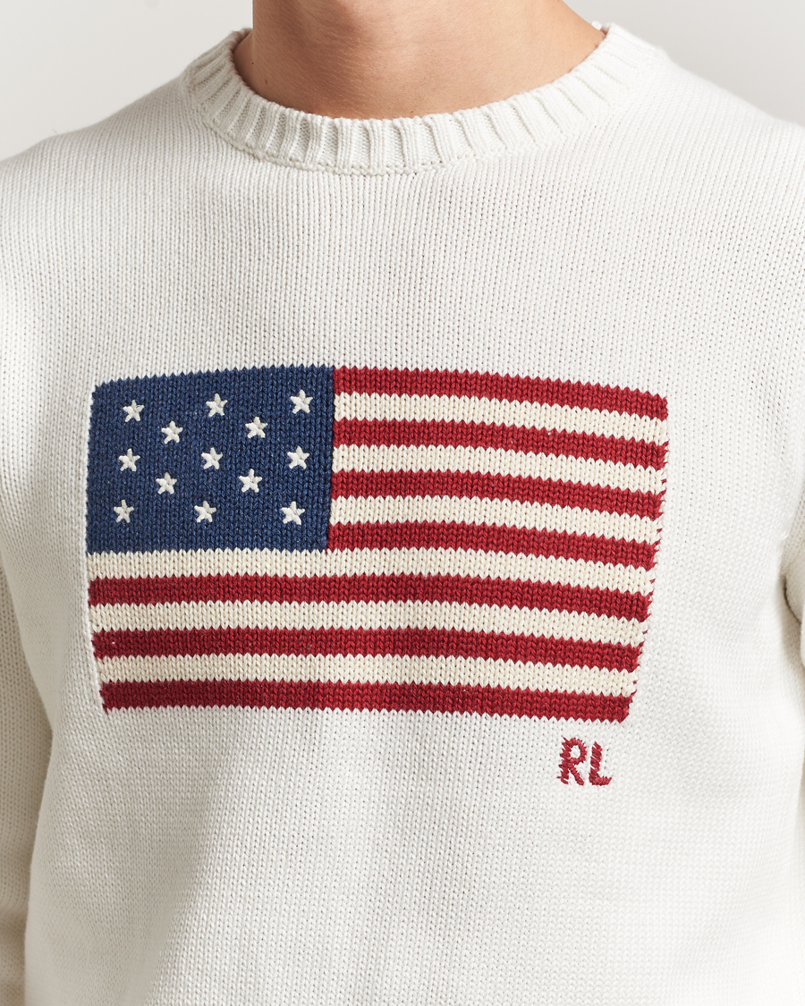 Mies | Puserot | Polo Ralph Lauren | Cotton Flag Sweater Deckwash White