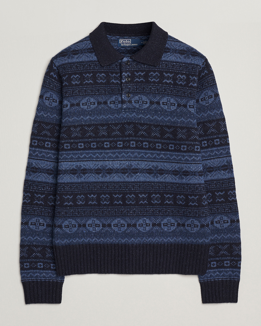 Mies | Puserot | Polo Ralph Lauren | Wool/Linen Blend Long Sleeve Sweater Navy Multi