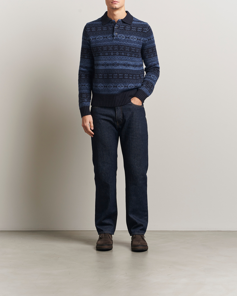 Mies | Puserot | Polo Ralph Lauren | Wool/Linen Blend Long Sleeve Sweater Navy Multi