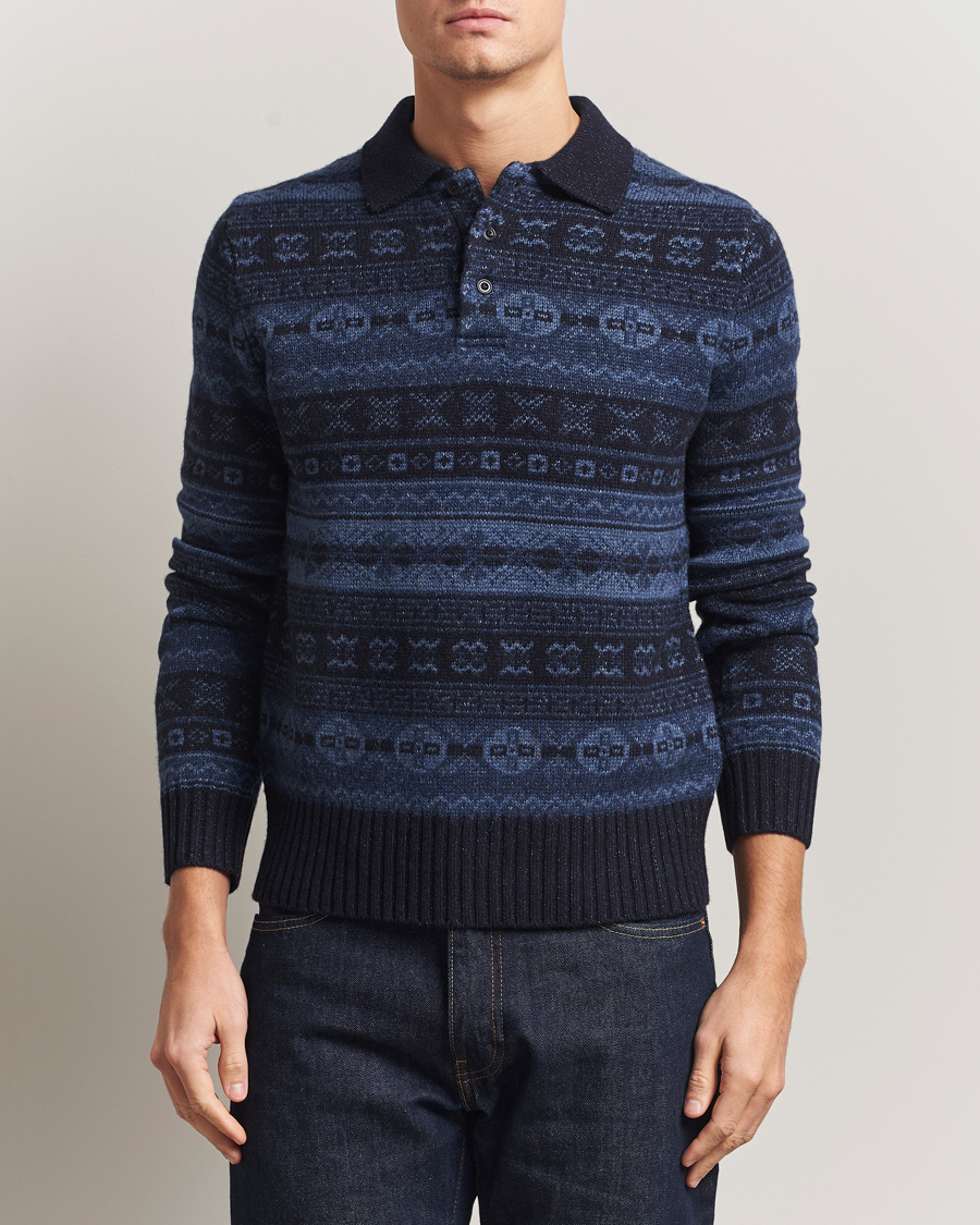 Mies | Puserot | Polo Ralph Lauren | Wool/Linen Blend Long Sleeve Sweater Navy Multi
