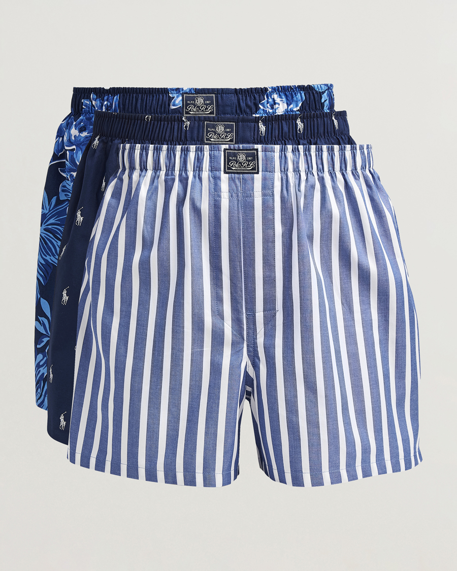 Mies | Alusvaatteet | Polo Ralph Lauren | 3-Pack Woven Boxer Blue/Navy