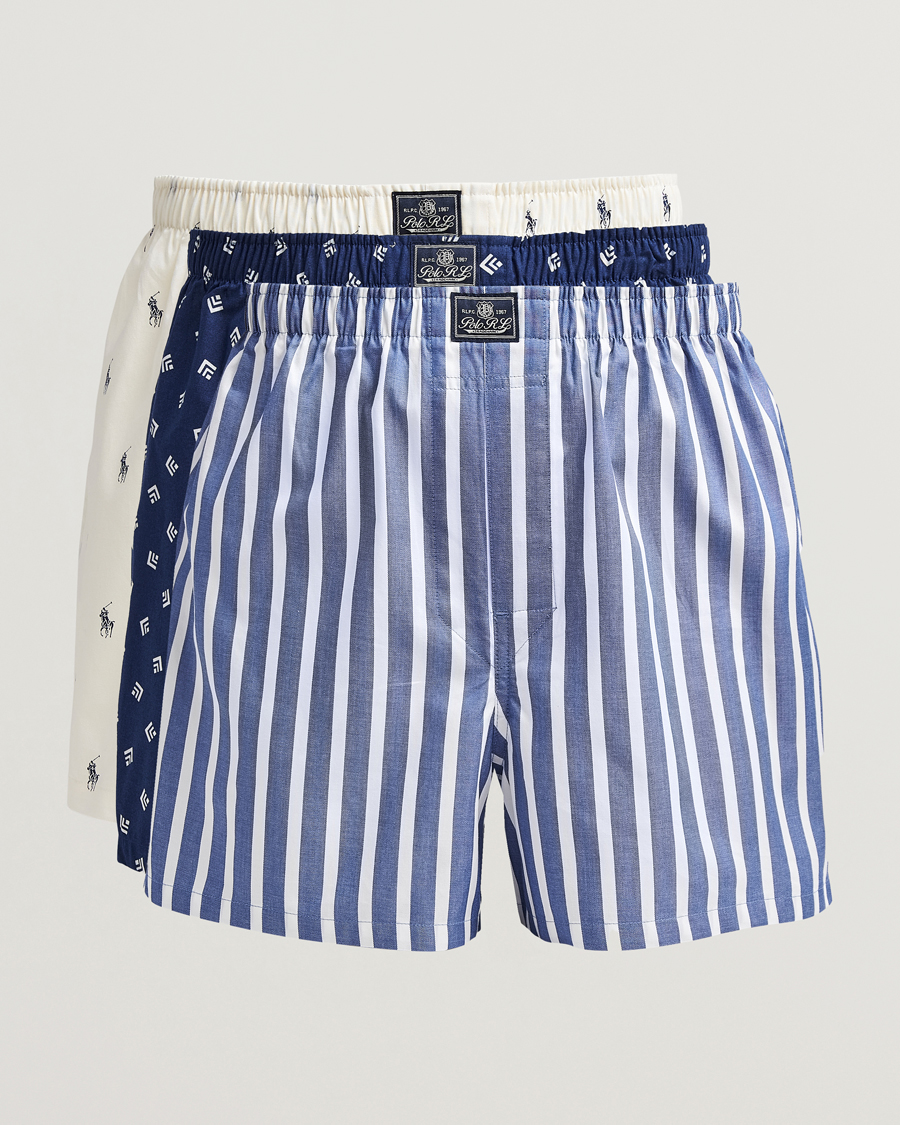 Mies | Alusvaatteet | Polo Ralph Lauren | 3-Pack Woven Boxer Blue/Navy/White