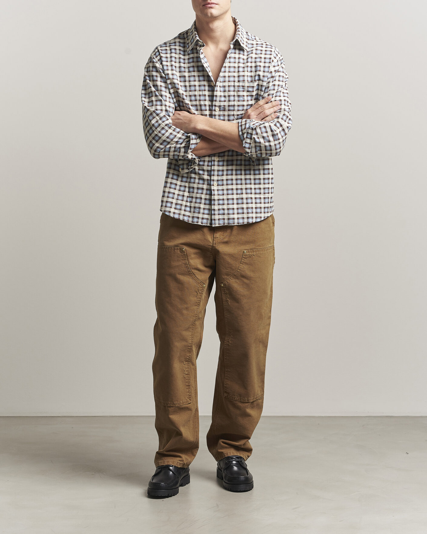 Mies | Housut | Carhartt WIP | Double Knee Pants Hamilton Brown Grind Washed