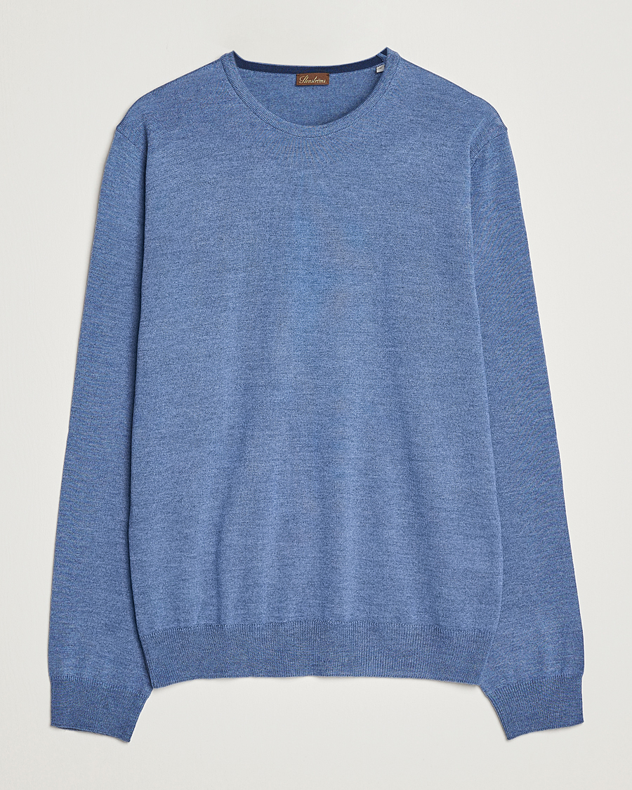 Mies | Puserot | Stenströms | Merino Patch Crew Neck Blue/Blue