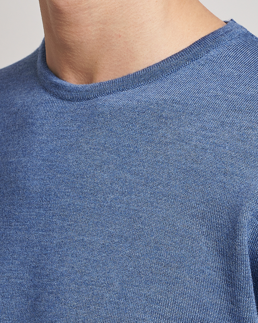 Mies | Puserot | Stenströms | Merino Patch Crew Neck Blue/Blue