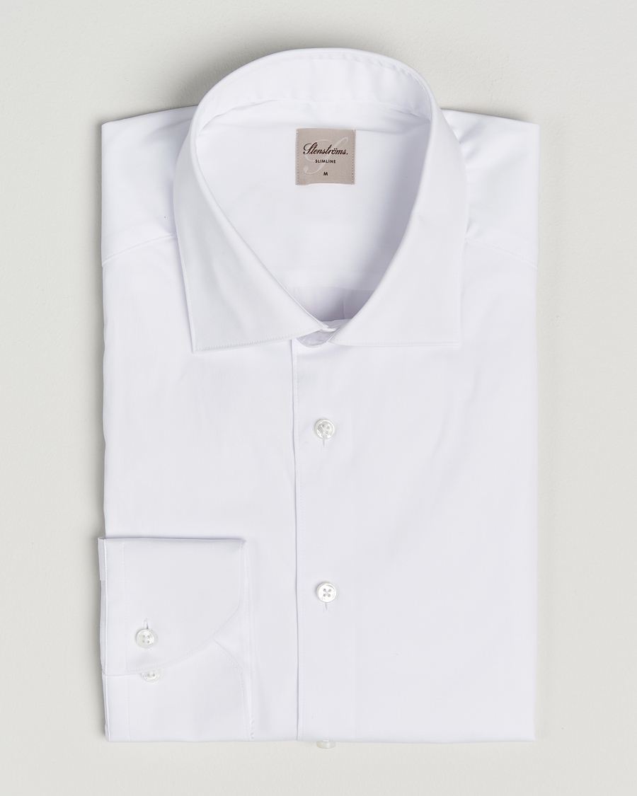 Mies | Kauluspaidat | Stenströms | Slimline Cotton Stretch Shirt White