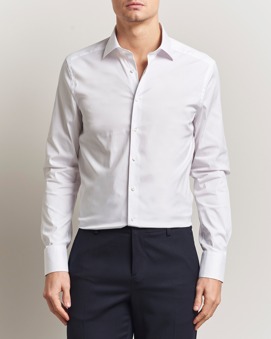 Mies | Kauluspaidat | Stenströms | Slimline Cotton Stretch Shirt White