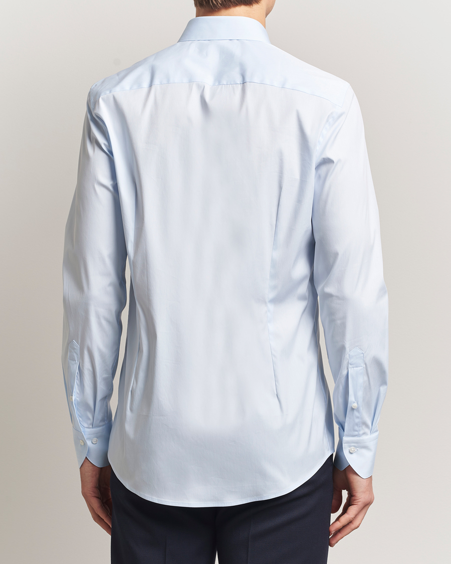 Mies | Kauluspaidat | Stenströms | Slimline Cotton Stretch Shirt Light Blue