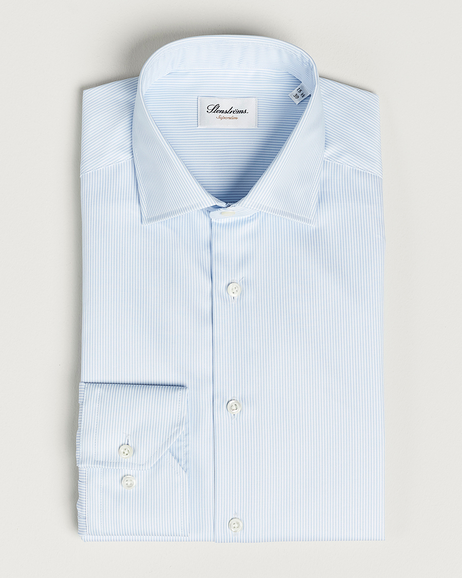 Mies | Kauluspaidat | Stenströms | Superslim Cotton Twill Striped Shirt Blue/White