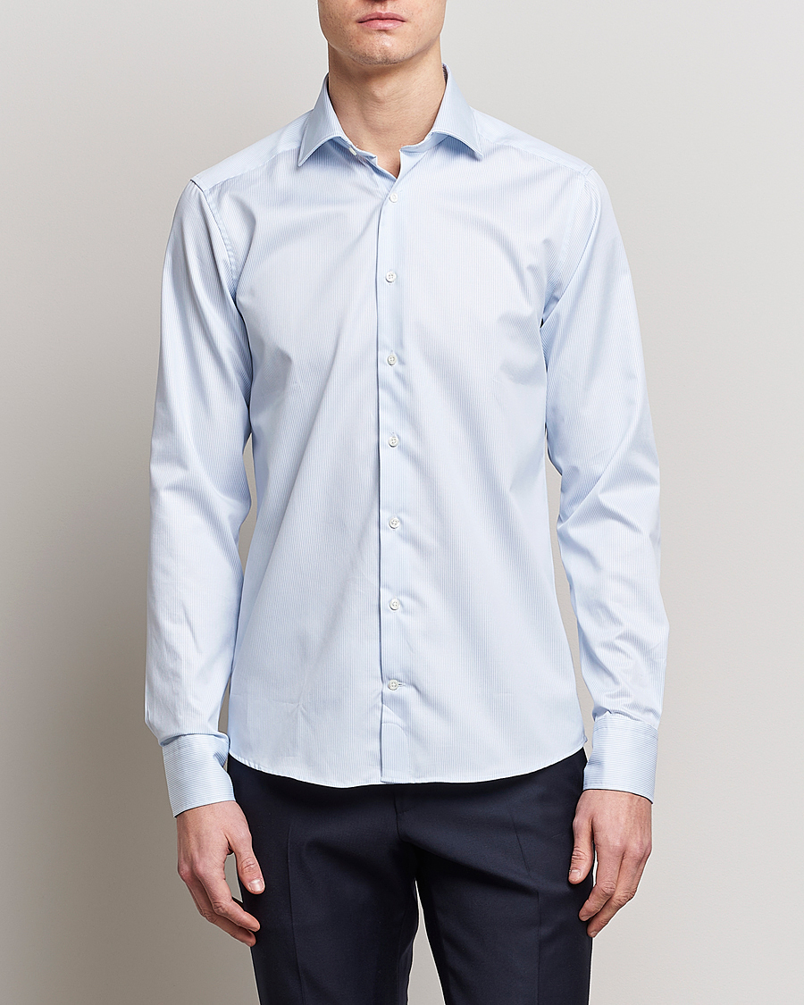 Mies | Kauluspaidat | Stenströms | Superslim Cotton Twill Striped Shirt Blue/White