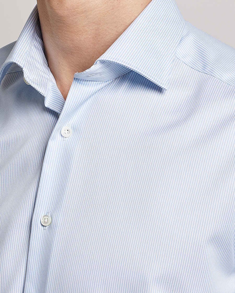 Mies | Kauluspaidat | Stenströms | Superslim Cotton Twill Striped Shirt Blue/White
