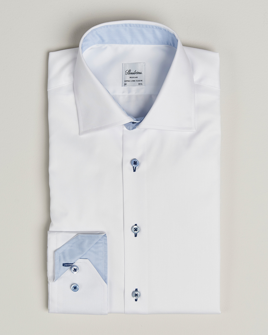 Mies | Kauluspaidat | Stenströms | Regular Fit X-Long Sleeve Contrast Shirt White