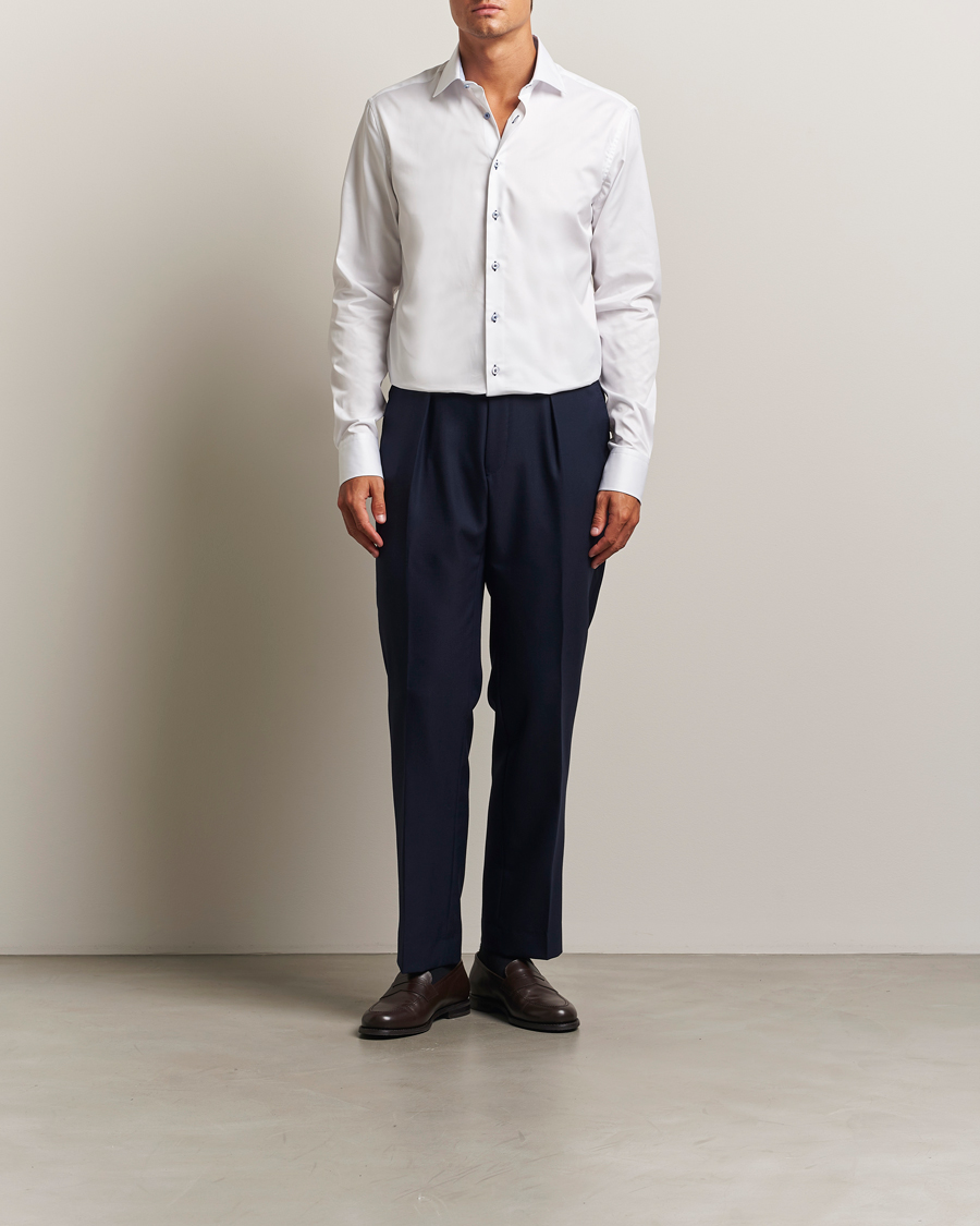 Mies | Kauluspaidat | Stenströms | Regular Fit X-Long Sleeve Contrast Shirt White