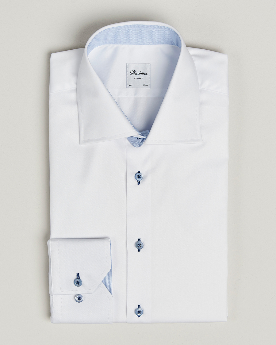 Mies | Kauluspaidat | Stenströms | Regular Fit Contrast Cut Away Shirt White