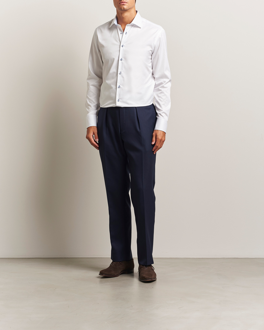 Mies | Kauluspaidat | Stenströms | Regular Fit Contrast Cut Away Shirt White