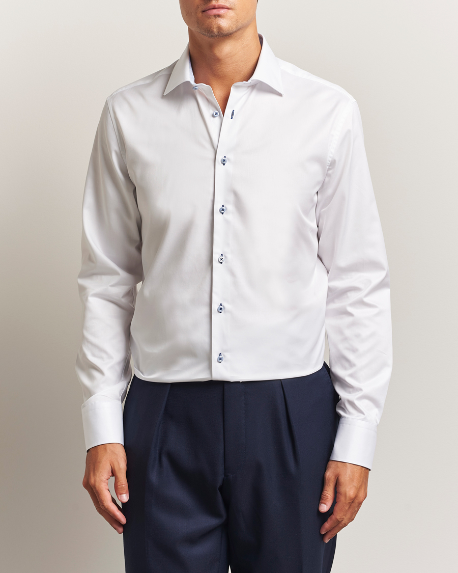 Mies | Kauluspaidat | Stenströms | Regular Fit Contrast Cut Away Shirt White