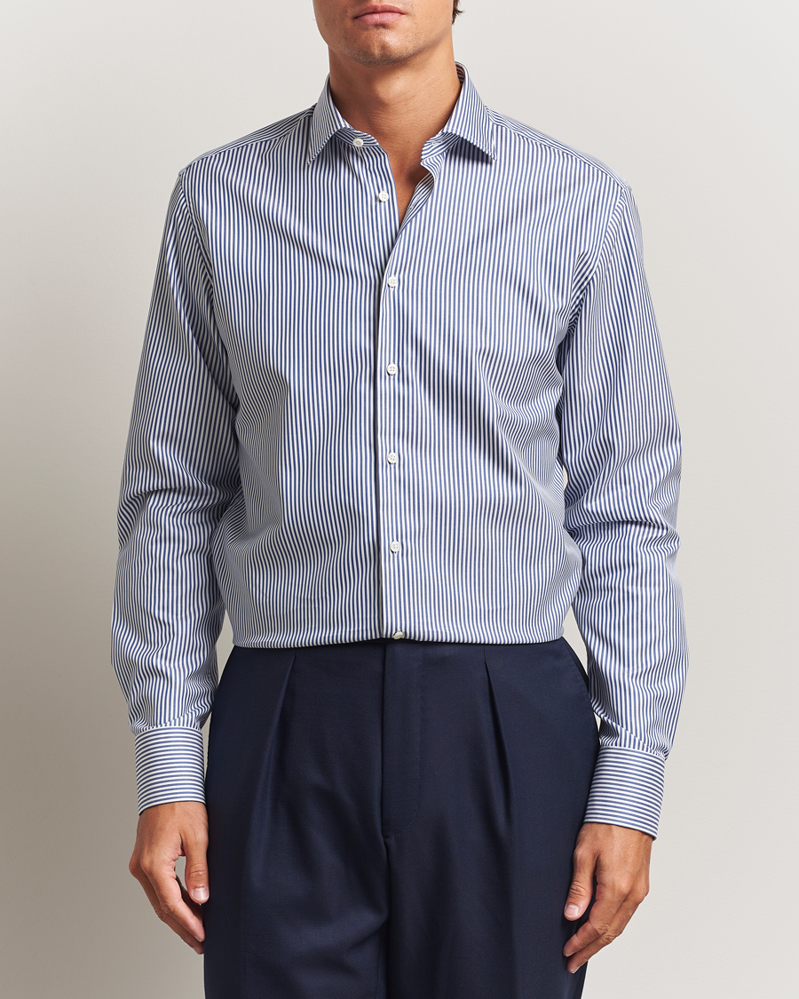 Mies | Kauluspaidat | Stenströms | Regular Fit Striped Cut Away Shirt White/Blue