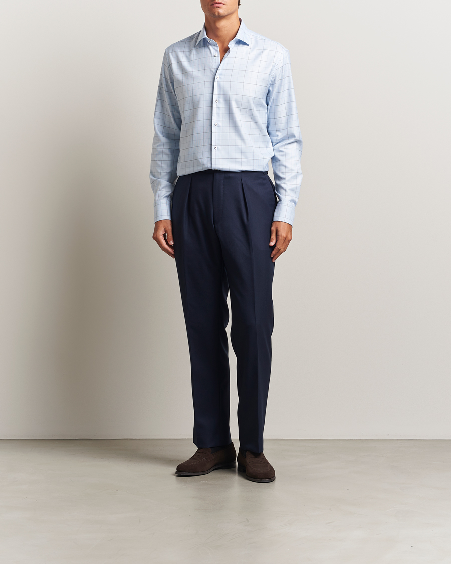 Mies | Kauluspaidat | Stenströms | Regular Fit Cut Away Windowpane Shirt Blue