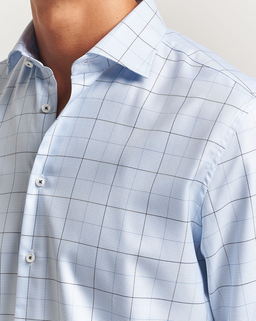 Mies | Kauluspaidat | Stenströms | Regular Fit Cut Away Windowpane Shirt Blue