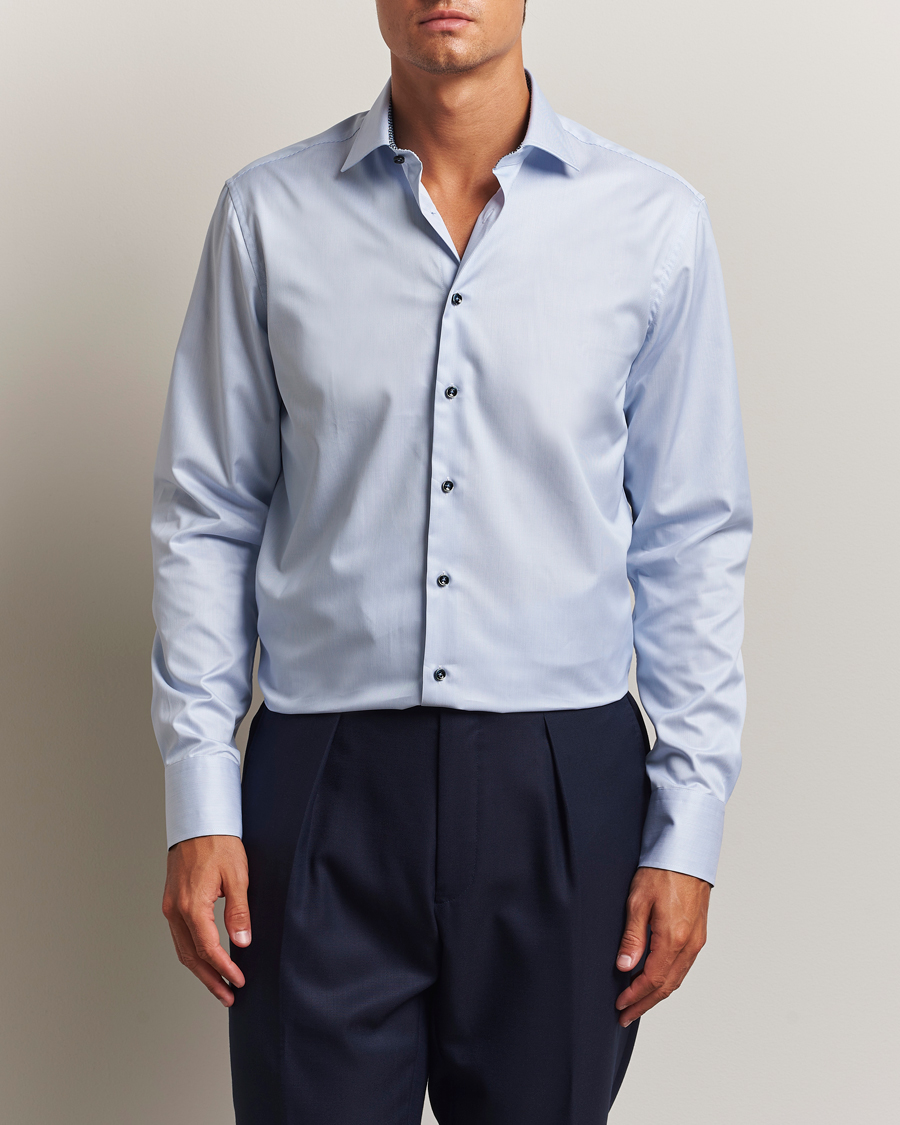 Mies | Kauluspaidat | Stenströms | Regular Fit Contrast Cotton Shirt White/Blue