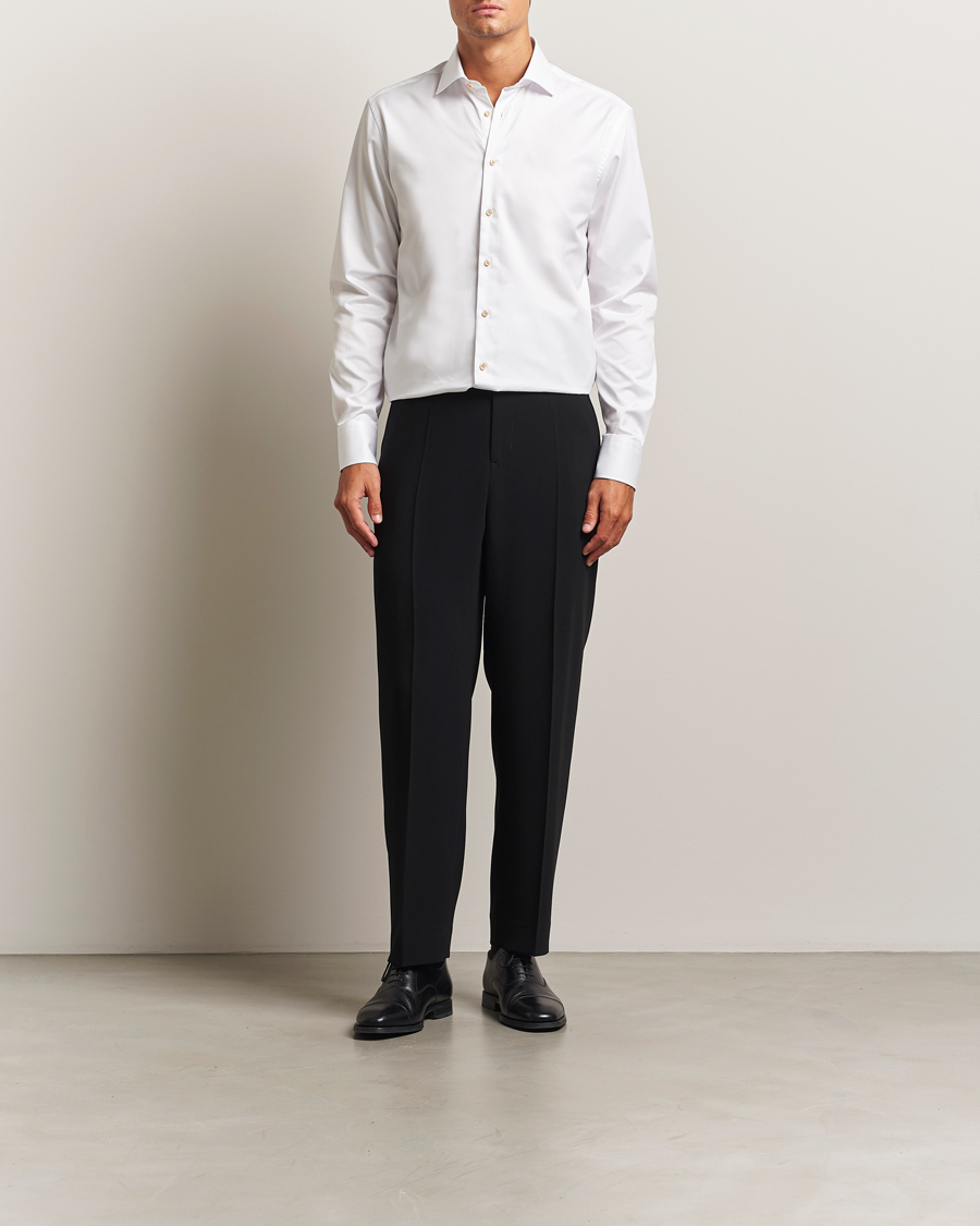 Mies | Kauluspaidat | Stenströms | Regular Fit Contrast Cotton Shirt White