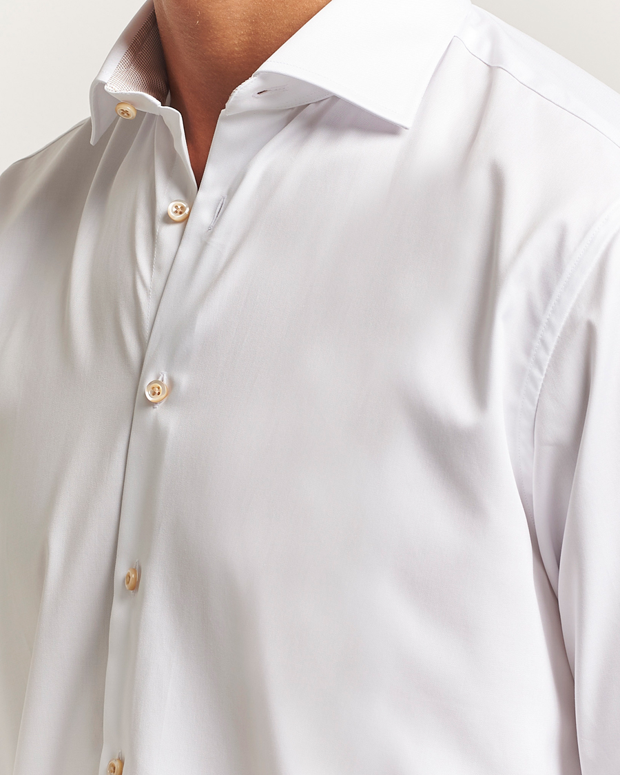 Mies | Kauluspaidat | Stenströms | Regular Fit Contrast Cotton Shirt White