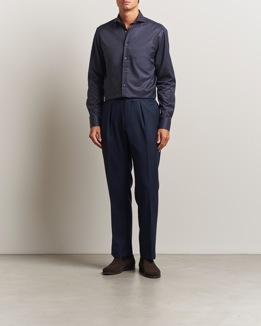 Mies | Kauluspaidat | Stenströms | Regular Fit Extreme Cut Away Shirt Navy