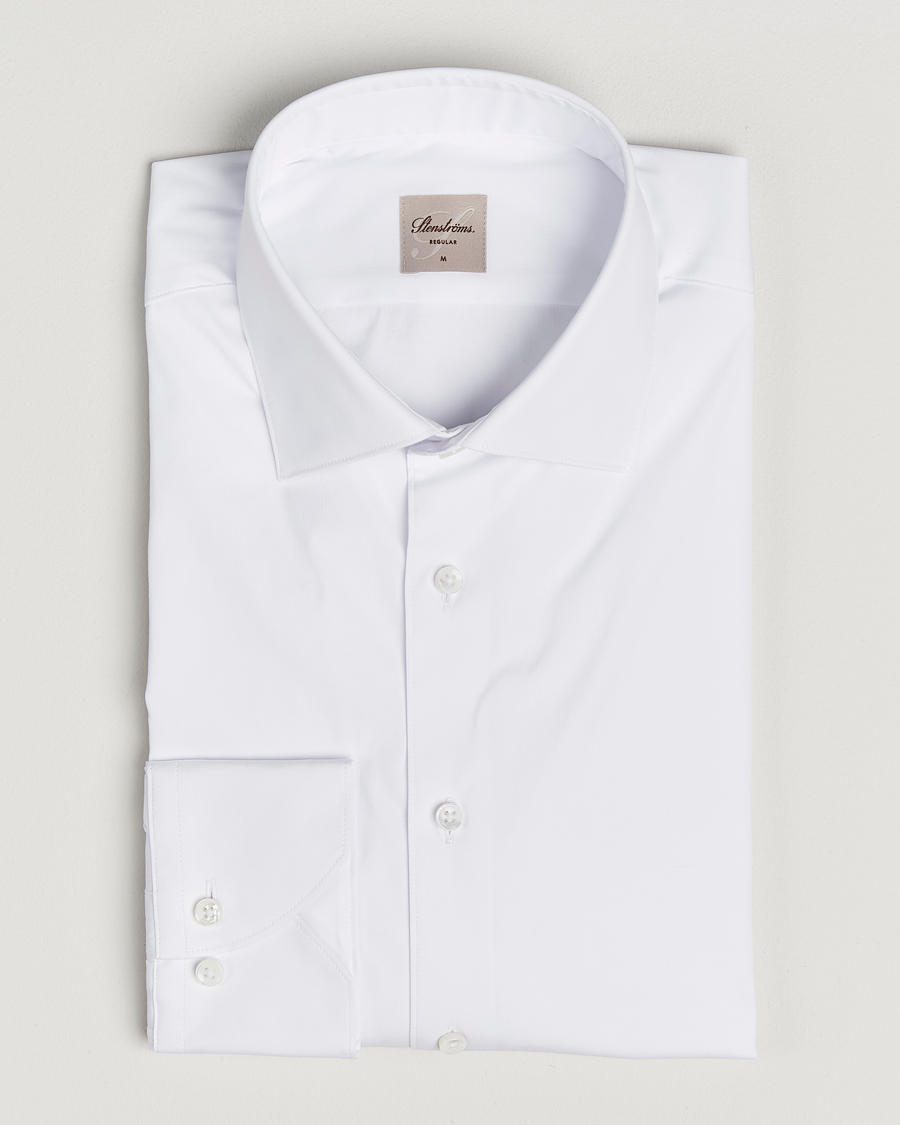 Mies | Kauluspaidat | Stenströms | Regular Fit Cotton Stretch Shirt White