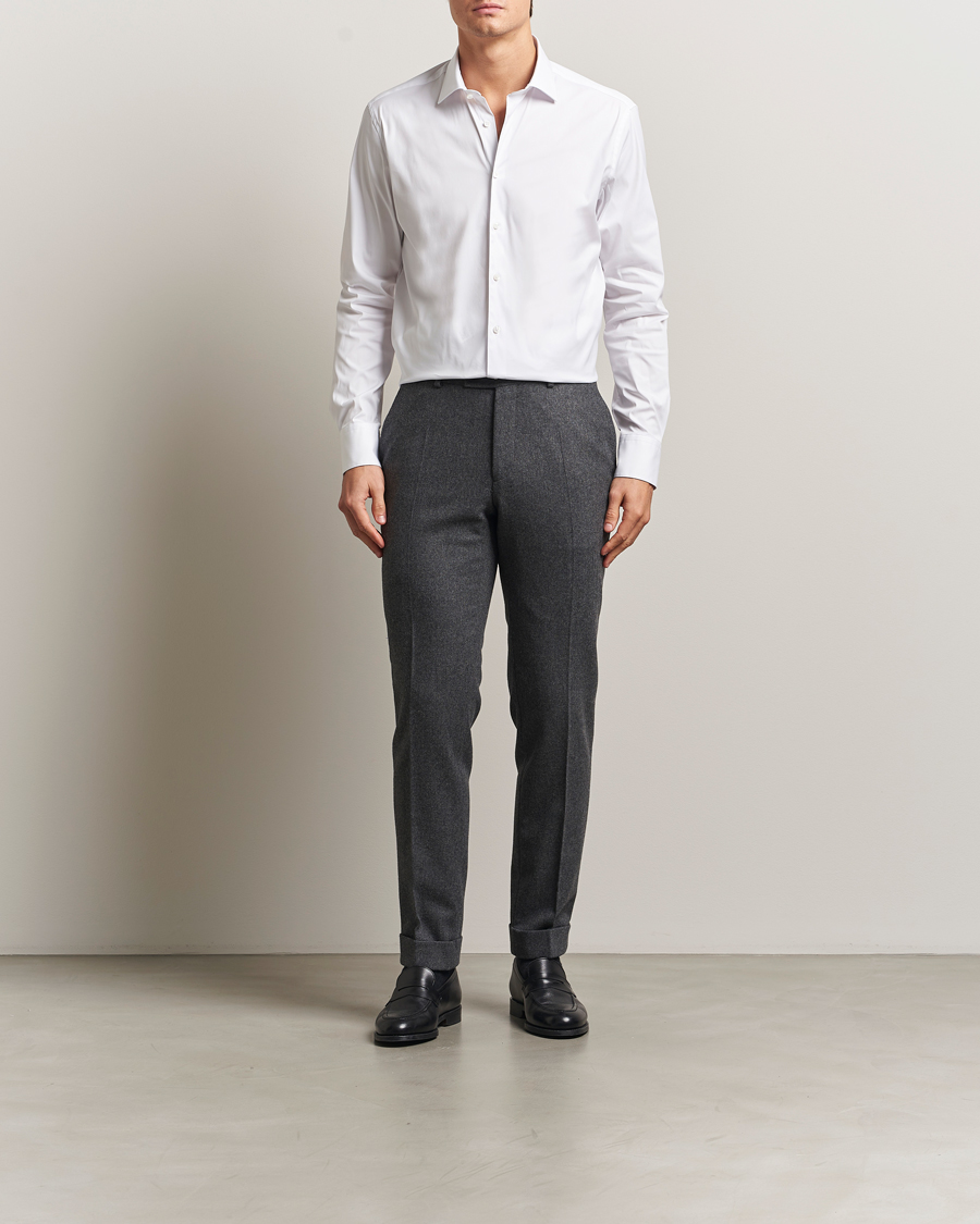 Mies | Kauluspaidat | Stenströms | Regular Fit Cotton Stretch Shirt White