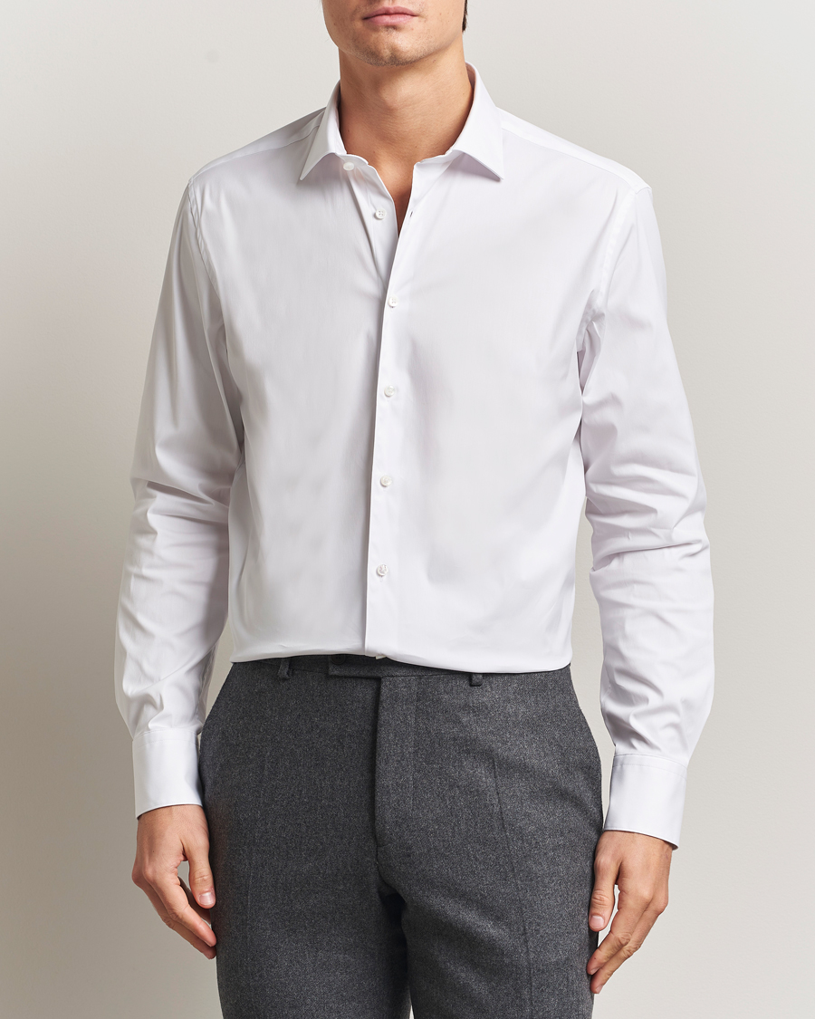 Mies | Kauluspaidat | Stenströms | Regular Fit Cotton Stretch Shirt White