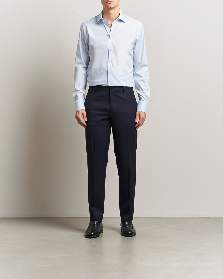 Mies | Kauluspaidat | Stenströms | Regular Fit Cotton Stretch Shirt Light Blue