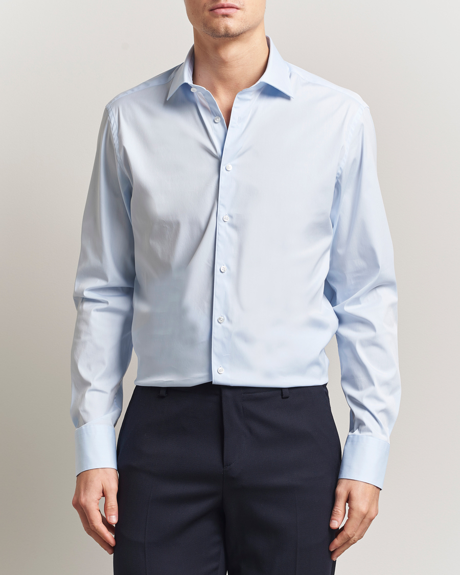 Mies | Kauluspaidat | Stenströms | Regular Fit Cotton Stretch Shirt Light Blue