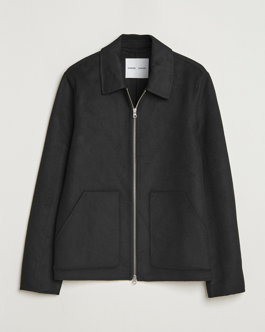 Mies | Takit | Samsøe Samsøe | Sapaulo Wool Full Zip Shirt Jacket Black