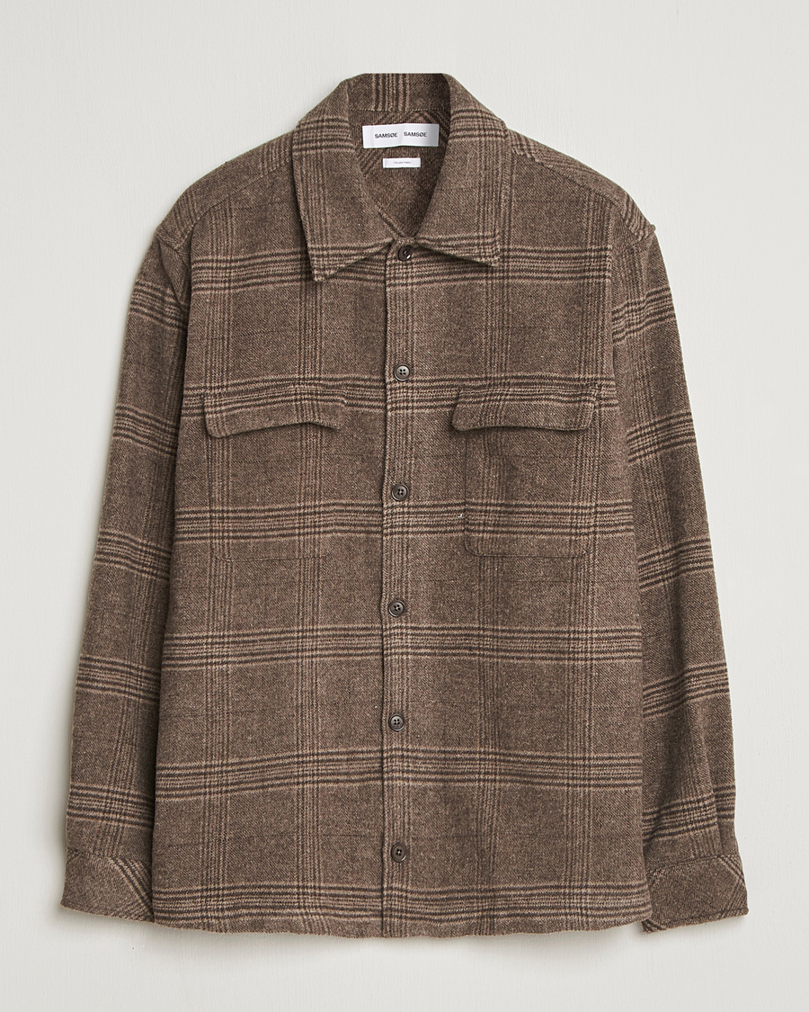 Mies | Kauluspaidat | Samsøe Samsøe | Castor Checked Overshirt Black Coffee