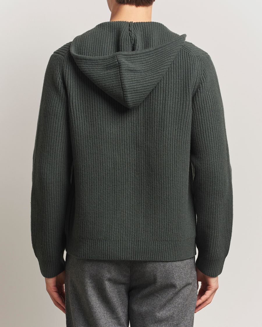 Mies | Puserot | Samsøe Samsøe | Isak Heavy Knitted Full Zip Hoodie Dark Evergreen