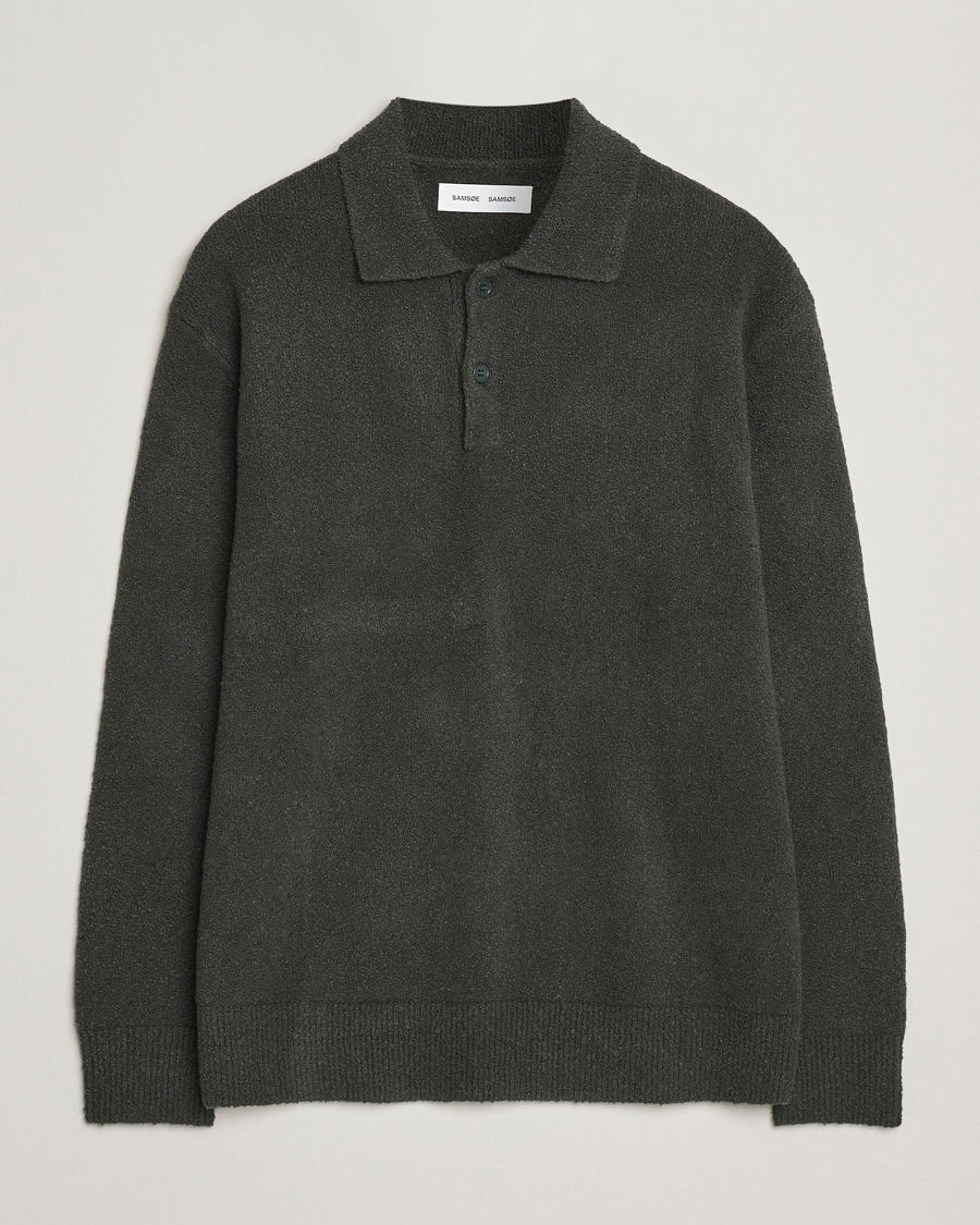 Mies | Puserot | Samsøe Samsøe | Nino Knitted Polo Dark Evergreen
