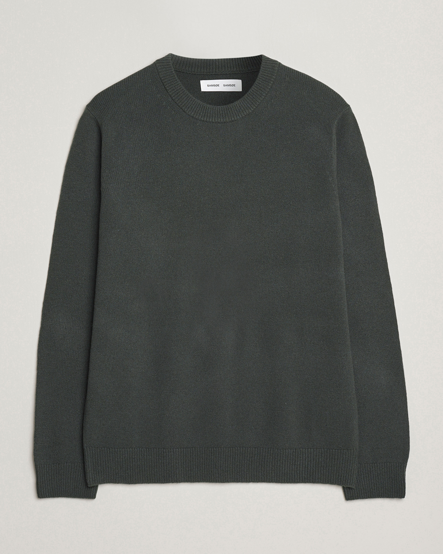 Mies | Puserot | Samsøe Samsøe | Isak Knitted Crew Neck Dark Evergreen