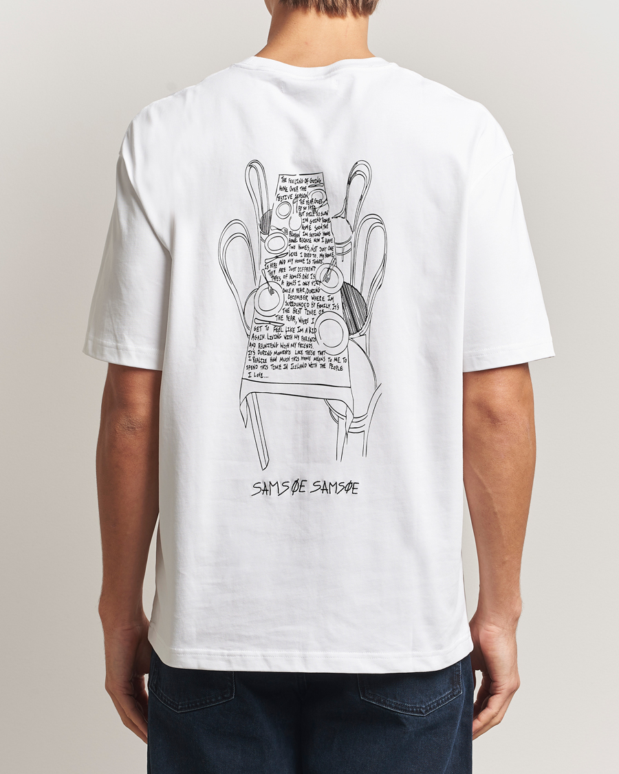 Mies | T-paidat | Samsøe Samsøe | Dinner Printed Crew Neck T-Shirt White