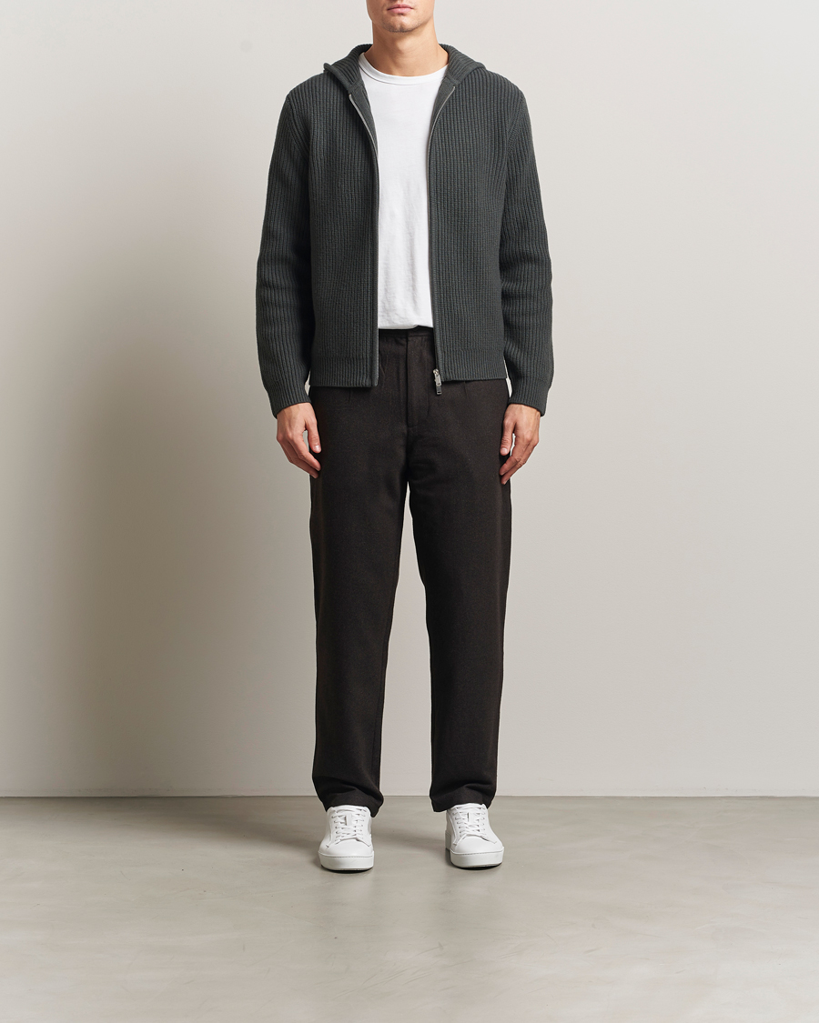 Mies | Housut | Samsøe Samsøe | Bertil Flannel Drawstring Trousers Black Coffee Melange