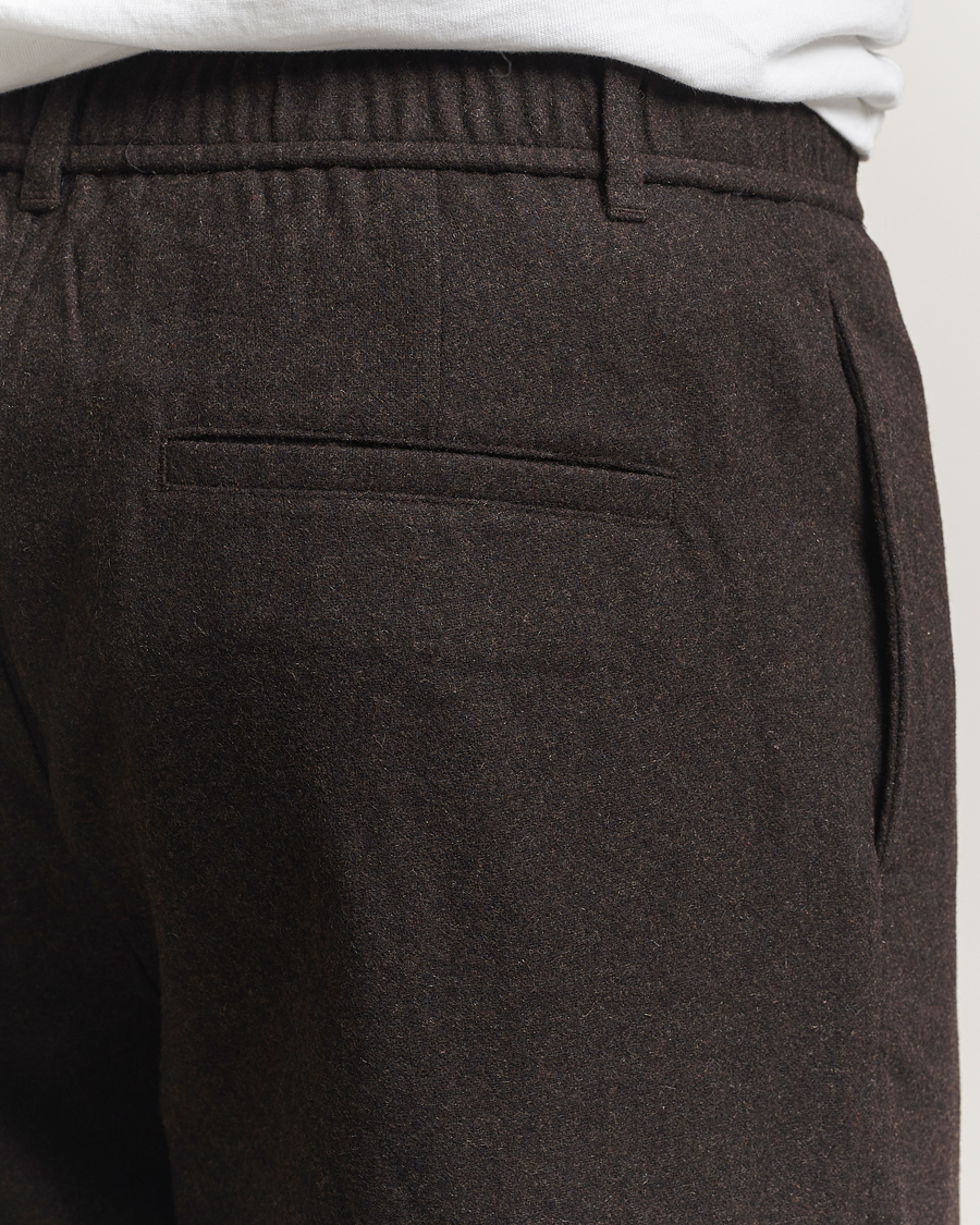 Mies | Housut | Samsøe Samsøe | Bertil Flannel Drawstring Trousers Black Coffee Melange