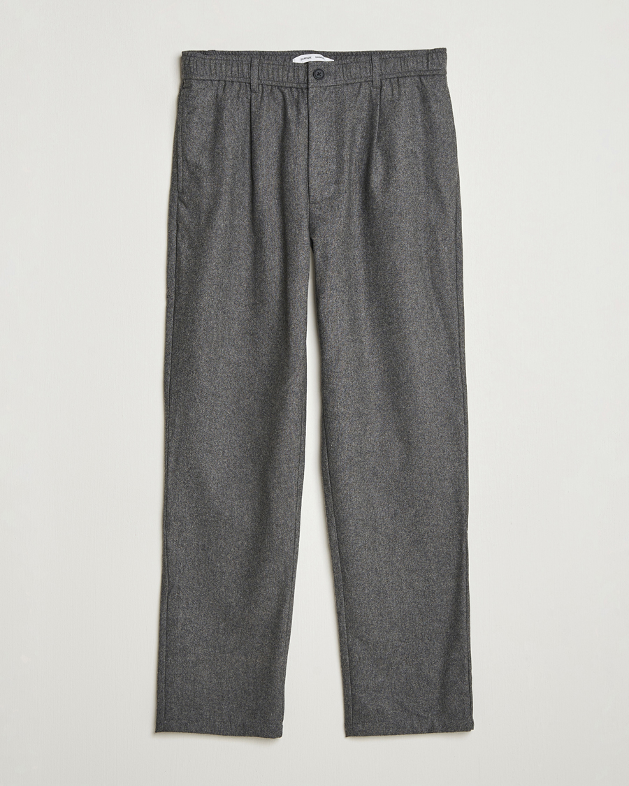 Mies | Housut | Samsøe Samsøe | Bertil Flannel Drawstring Trousers Dark Grey Melange