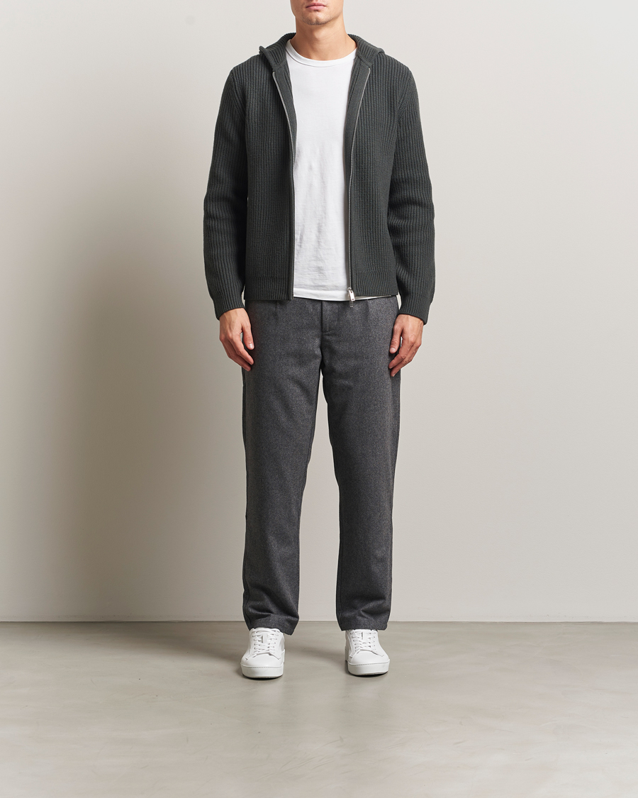 Mies | Housut | Samsøe Samsøe | Bertil Flannel Drawstring Trousers Dark Grey Melange