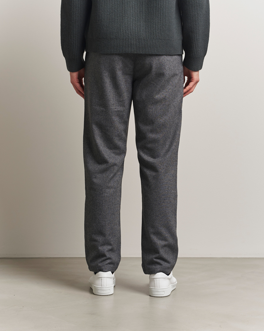 Mies | Housut | Samsøe Samsøe | Bertil Flannel Drawstring Trousers Dark Grey Melange