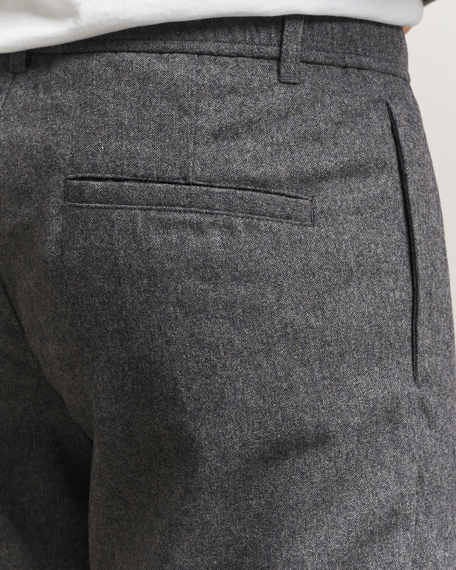 Mies | Housut | Samsøe Samsøe | Bertil Flannel Drawstring Trousers Dark Grey Melange