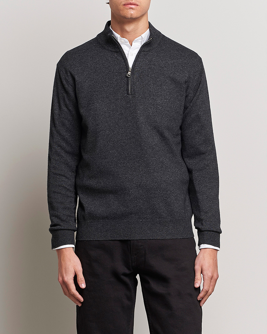 Mies | Puserot | Oscar Jacobson | Patton Wool Half-Zip Grey